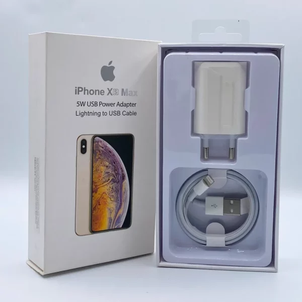 پک آداپتور آیفون iPhone Xs max 5 وات همراه با کابل اورجینال