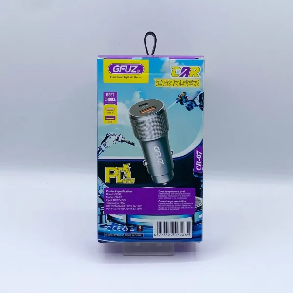 شارژر فندکی اورجینال GFUZ مدل RC-67 فست شارژ 36 وات